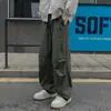 Calça de trabalho moderna estilo americano para homens plus size, adequada para primavera e outono, casual, de corte solto, perna reta, versátil e pantalona longa para looks casuais e esportivos