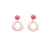 Pendientes de Círculo Coloridos Dopamina Verano Dulce Corazón Aguja de Plata Frescos Acrílicos Nicho Estilo Vacaciones