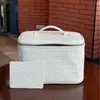 Bolsa de Cosméticos con Patrón de Cocodrilo de Color Himalaya de Piel de Vaca de Primera Capa Bolsa de Tocador Portátil de Viaje Bolsa de Almacenamiento Práctica