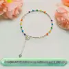 Pulsera de Nudo de Bambú Colorido con Esmalte de Plata Pura 999, Frijol Arcoíris Pequeño, Lujo Accesible, Pulsera de Gama Alta, Regalo para Mujeres