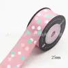 Fita de embalagem de presente com bolinhas de 25mm para grampo de cabelo, caixa de bolo DIY, cinto decorativo, fita de tecido 10 jardas/Rolo
