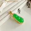 Novo Pingente Multifacetado com Pedras Tipo Diamante em Formato de Feijão, Pingente da Sorte e da Paz em Jade com Incrustações Douradas Vintage, Joias Disponíveis no Atacado