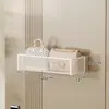 Estante de Almacenamiento Magnético Detrás de la Puerta, Caja de Almacenamiento para Pañuelos y Servilletas, Dispensador de Pañuelos Montado en la Pared, Cesta de Almacenamiento para Bolsas y Llaves para Entrada Sin Taladro
