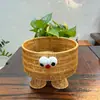 Cesta de frutas de mimbre sintético, diseño lindo de Minion, cesta de pan tejida para escritorio, cesta de almacenamiento para sala de estar y cocina, organizador de bocadillos