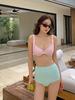 2025 Nuevo Resort Coreano de Aguas Termales Traje de Baño de Playa Cuadros Pequeños Frescos Bikini Sexy Triángulo Dividido Traje de Baño