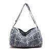 Bolsa de malha listrada da moda estilo coreano, bolsa feminina 2024, nova bolsa de ombro texturizada, bolsa transversal de grande capacidade