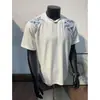 Camiseta de Manga Corta con Bordado Pesado Floral Estilo High Street Americano para Hombre, Nuevo Estilo de Verano, Top Unisex de Media Manga a la Moda