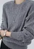 Suéter Pulôver Macio Novo de Tricô Trançado Outono/Inverno, Suéter de Cashmere com Tricô Trançado de Manga Longa para Mulheres, Gola Redonda Engrossada