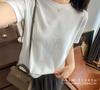 Estilo Nórdico Simple Base Color Sólido Costura Trasera Media Cuello Redondo Ajustado Manga Corta Suéter Camiseta Capa Base para Mujer G022713