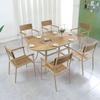Muebles de Exterior Baican Madera Plástica Mesas y Sillas para Balcón Patio Sillas de Plástico Madera para Ocio al Aire Libre Sillas Simples de Madera Plástica para Terraza Cafetería