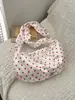 2026 Bolso Cruzado de Encaje con Cordón Plisado de Lunares Blancos y Negros Estilo Coreano Nylon Versátil para Viaje Bolso Dumpling Bolso de Moda para Mujer
