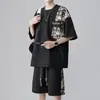Traje Deportivo Casual de Waffle al por Mayor para Hombre de Verano Mangas Cortas Pantalones Cortos Traje de Dos Piezas de Verano de Moda para Hombre