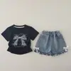 Conjunto de Ropa de Verano para Niñas Dulce Bebé Niña Camiseta con Lazo Grande Conjunto de Dos Piezas 2026 Nueva Ropa de Verano para Niños al por Mayor