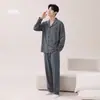 Algodón PuroPijama para Hombre Estilo Primavera/Otoño Manga Larga Juvenil Sencillo Se Puede Usar Fuera de Casa Conjunto de Ropa Nuevo Estilo 2026