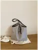 Bolso de Hombro Rayado de Moda Estilo Coreano, Bolso de Mano Casual Simple Relajado, Gran Capacidad, Ligero, Bolso de Tela Versátil para Mujer