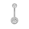 Anel de Umbigo Básico de E-commerce Transfronteiriço Aço Inoxidável Galvanoplastia a Vácuo Anel de Umbigo Duplo Diamante Joias para Body Piercing