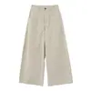 Pantalones de pierna ancha holgados de cintura alta con bolsillo tridimensional de mezcla de algodón y nailon minimalista estilo 'Old Money' para mujer NEIHE 260292