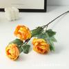 Flor artificial três cabeça botão coração torrado peônia queimada borda rosa flor falsa decoração de casamento peônia flor cross-border hot atacado