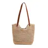 2026 Verano Nuevo Bolso Tote Casual Tejido de Paja de Gran Capacidad Bolso Cruzado de Hombro Tejido para Vacaciones en la Playa Viajes