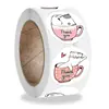 Lindas Pegatinas de Gato de Agradecimiento para Tarjetas de Felicitación, Hechas a Mano, Etc.. Etiquetas Redondas de Animales de Dibujos Animados Adhesivas
