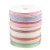 Fita de poliéster com listras verticais de 1CM, 50 jardas, fita floral multicolorida para confeitaria e embalagem, disponível em estoque direto da fábrica