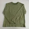 Camiseta de Manga Longa Listrada Verde Oliva, Estilo Novo de Primavera para Mulheres, Solta e Versátil, Casual, Para o Dia a Dia, Top Base Respirável