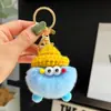 Llavero de haba pequeña de pelo sintético colgante de felpa hecho a mano llavero de alto valor de color llavero diy regalo de nicho elfo