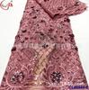 Vestido de renda com bordado de lantejoulas em toda a posição com padrão de planta vintage roupa de presente bordado em rede atacado