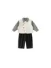 Roupa infantil Bangxuan, camisa xadrez de outono, colete de cavalheiro para bebês meninos, conjunto de calça casual de três peças para meninos