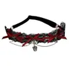 Corona de encaje rojo original de princesa oscura Lolita, anillo de encaje para pierna, cadena de pierna con lazo de especias JK gótico sexy