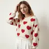 Suéter de Felpa con Cuello Redondo Estilo Europeo y Americano Transfronterizo con Lindos Corazones Rojos, Dulce y Juvenil, Chaqueta Cálida y Casual de Lana Polar