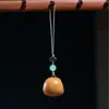 Sándalo Tallado con la Palabra "Fu" y Huevo Daruma Cadena para Teléfono Móvil Cuerda Tejida a Mano DIY Colgante Decorativo para Mochila de Pareja