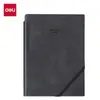 Deli 22215 Cuaderno de Negocios de Piel Sintética Bloc de Notas 25K con Portalápices Diario con Correa Cubierta de Cuero para Papelería