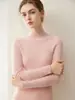 Suéter 100% caxemira pura para outono e inverno para mulheres, gola semi-alta, caxemira de bebê, slim fit, tricô sem costura, suéter base