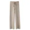 Pantalones de Punto Anchos para Mujer de Lana Suave para Otoño e Invierno, Pantalones Blancos Largos hasta el Suelo, Pantalones Rectos Nube para Mujer Petite