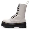 Botas de Motocicleta Gruesas de 10 Agujeros Estilo Europeo y Americano Transfronterizas para Mujer 1490 Cremallera Lateral Botas Largas Estilo Británico Botas de Trabajo con Plataforma y Cordones
