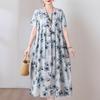 Vestido de verano de algodón y seda para mujeres de mediana edad y mayores, camisón holgado de manga corta para el hogar, talla grande, para uso exterior