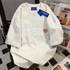 Algodão 100% Puro Marca da Moda Design Estilo Coreano Gola Redonda Manga Curta Camiseta para Mulheres Retro Verão Solta Top Diário Estilo Ins
