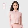Ropa Deportiva de Exterior para Mujer en Otoño e Invierno, Cuello Alto Cortavientos, Efecto Adelgazante en la Cintura, Ropa de Yoga de Manga Larga, Top de Ropa Fitness para Pilates