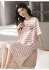 Camisola de Algodão de Manga Curta para Mulheres, Vestido Fino de Verão, Novo Estilo 2025, Conjunto Soltinho para Maternidade, Pijama, Roupa de Casa