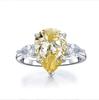Anel de noivado feminino em formato de gota d'água e pera 10*14, anel de diamante gota d'água em malha de prata 925, anel de joia europeu e americano, geração de cabelo