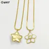 Wt-Jn326 Suéter Personalizado y Generoso para Mujer Collar con Colgante de Flor Incrustada de Perla de Concha Blanca Chapado en Oro de 18 Quilates