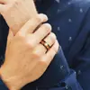 Anel Popular Transfronteiriço Cúpula Preta Textura de Madeira Anel de Aço Inoxidável Europeu e Americano Mais Vendido Anel Simples Masculino 8mm Anel