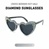 Novos óculos de sol de moda para noiva com diamantes, óculos de sol de verão com proteção solar, óculos de sol femininos de alta qualidade, atacado transfronteiriço
