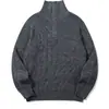 Suéter Rumeng de estilo retro japonés, cuello semi-alto con media cremallera, hilo floral, para hombre y mujer, otoño, peso pesado, tejido de punto suelto acanalado vertical