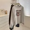 Sudadera de forro polar con estampado retro americano y cuello redondo para mujer, otoño e invierno 2026, corte holgado, disimula imperfecciones corporales, estilo coreano, top pullover versátil