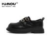 Sapatos de plataforma pretos universais femininos 2025 novos mocassins elevados de primavera estilo britânico sapatos JK com saia
