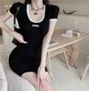 2024 Nuevo Vestido Sexy Estilo Puro Deseo con Abertura Cubre Caderas para Mujer Verano Ajustado Ropa de Chica Hot Falda Rosa
