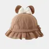 Touca de Bebê Outono e Inverno Novo Estilo Fofa Super Fofa Chapéu de Pescador para Bebê Mês de Vida Princesa Fashion Proteção Solar Chapéu de Sol Tendência