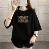 Camiseta Americana de Manga Corta para Mujer en Verano Suelta y Holgada Ins Casual Versátil Top Estampado con Letras Exportación de Media Manga para Mujer